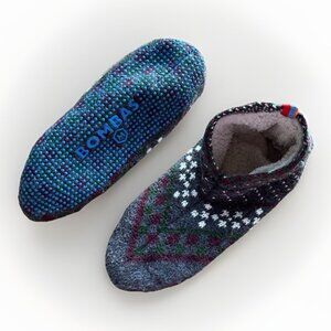 Bombas Gray Fair Isle Knit Gripper Slippers Sock. Nordic Men’s Medium *CLEANED*